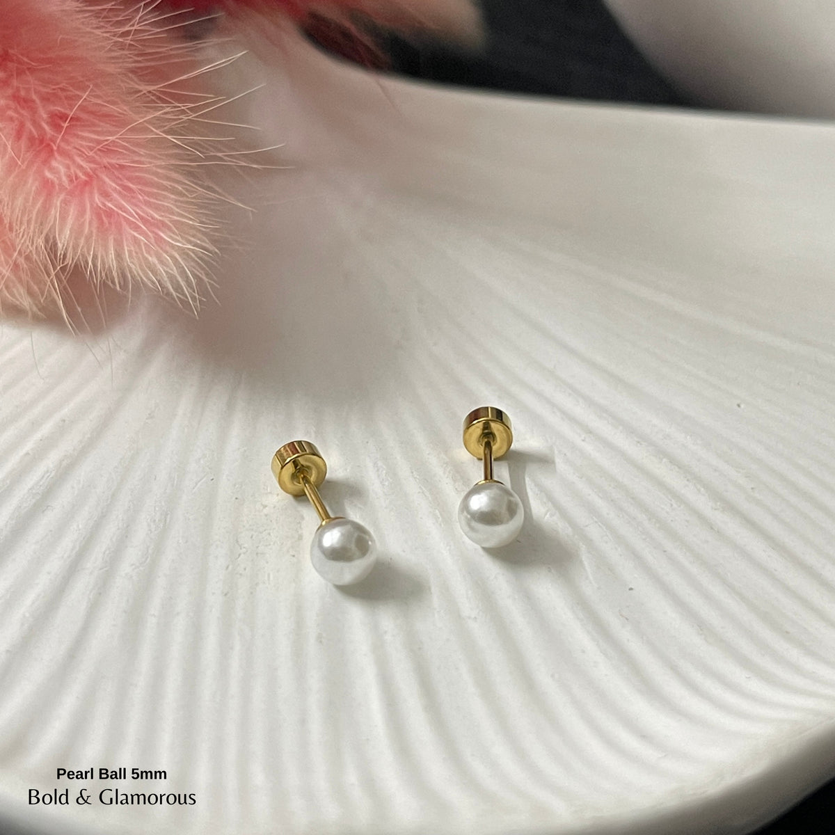 Screwback Stud Earring | Pearl Ball - 5mm