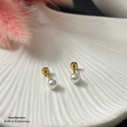 Screwback Stud Earring | Pearl Ball - 5mm