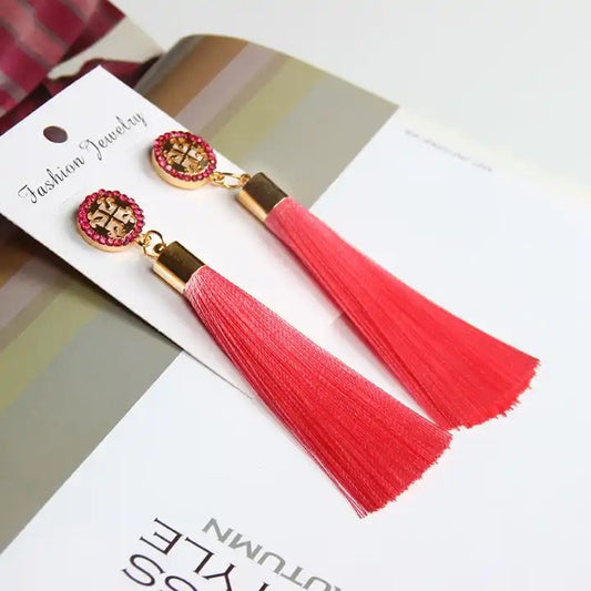 Long Tassel Earring | SE033 | Red