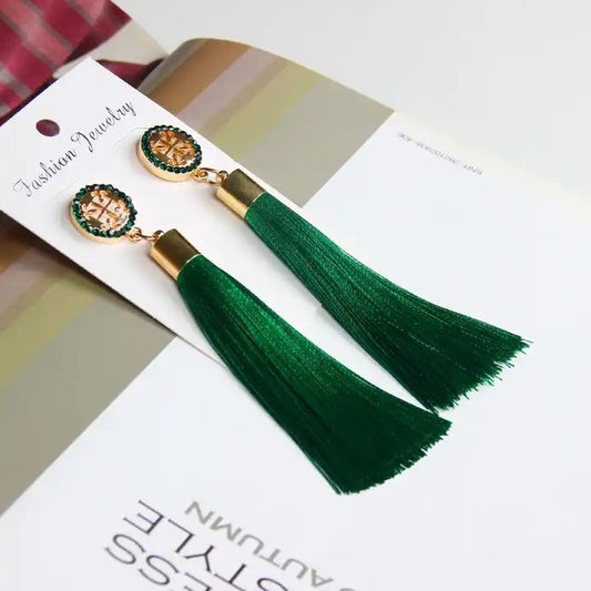Long Tassel Earring | SE033 | Green