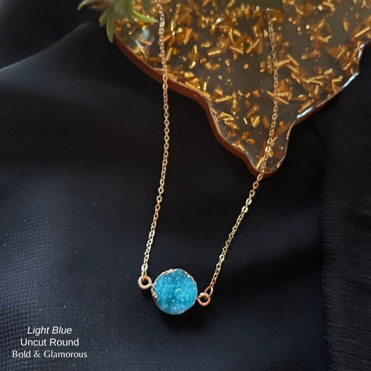 Uncut Round Pendant | UNCP01 | Light Blue