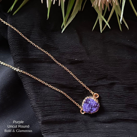 Uncut Round Pendant | UNCP01 | Purple