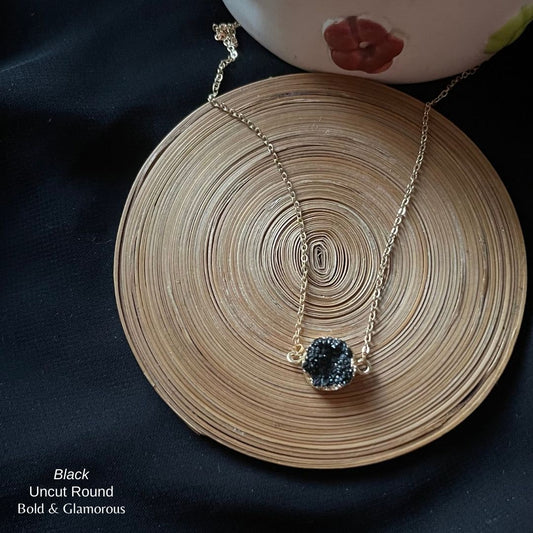 Uncut Round Pendant | UNCP01 | Black
