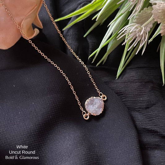 Uncut Round Pendant | UNCP01 | White