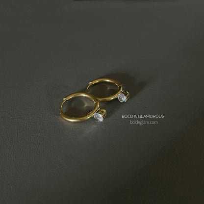 Hoop Earring Single Stone