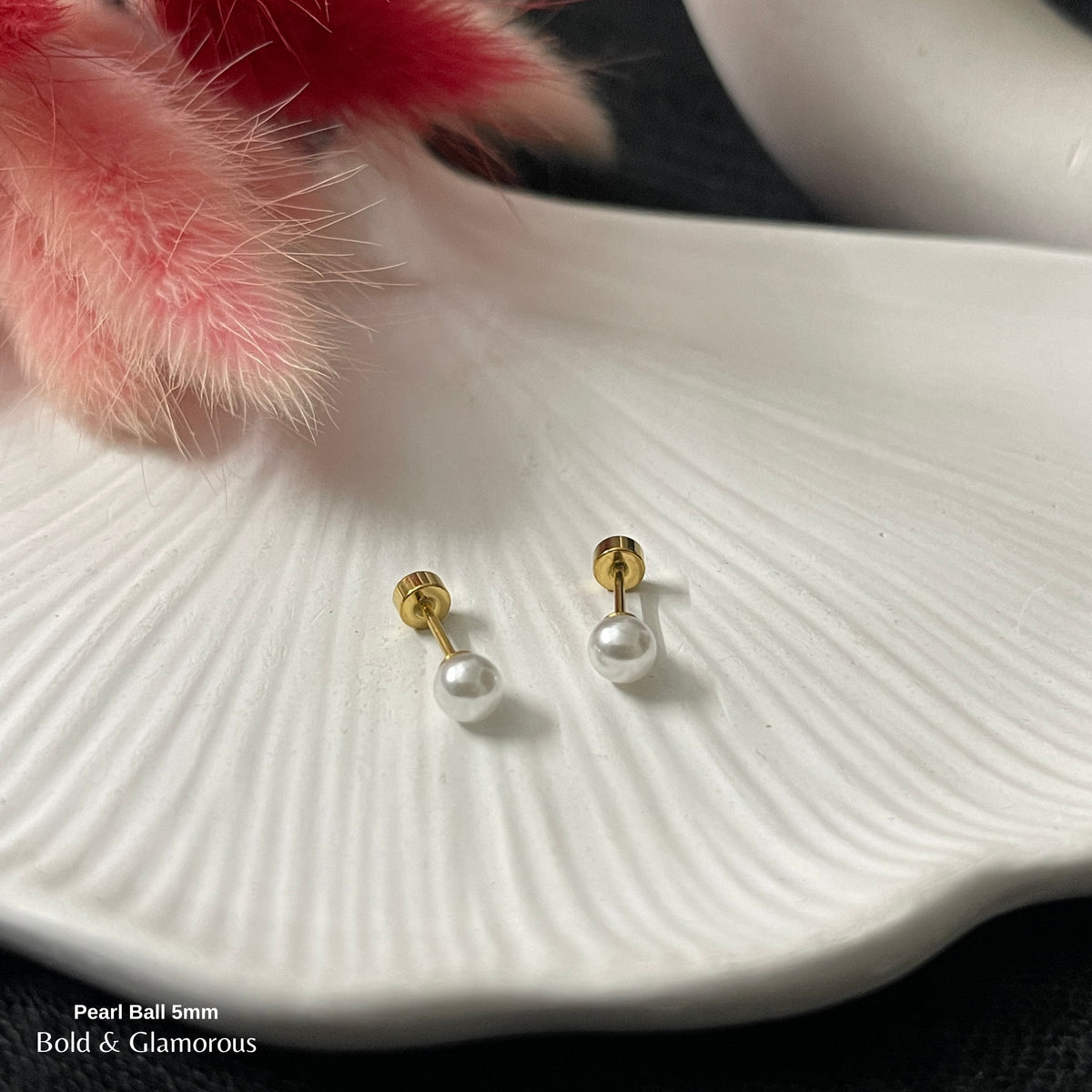 Screwback Stud Earring | Pearl Ball - 5mm