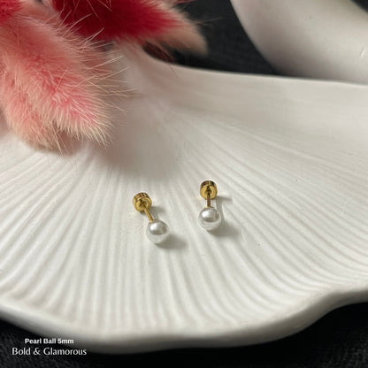 Screwback Stud Earring | Pearl Ball - 5mm
