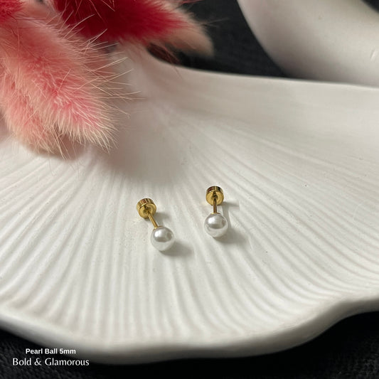 Screwback Stud Earring | Pearl Ball - 5mm