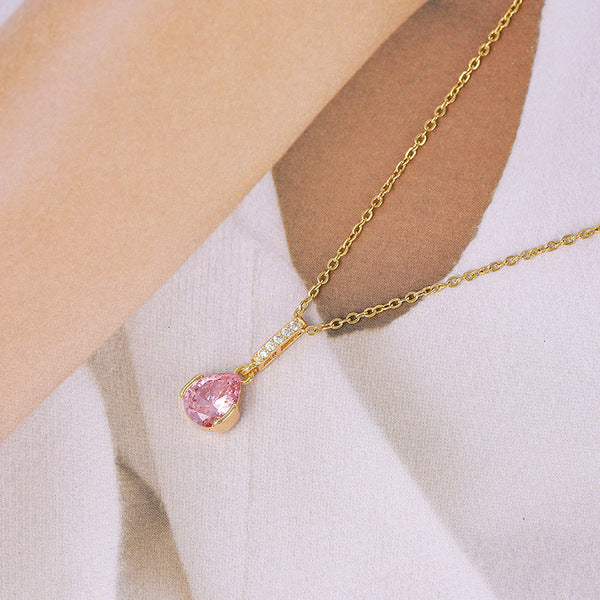Necklace | SN333 | Zirconium Drop Pink