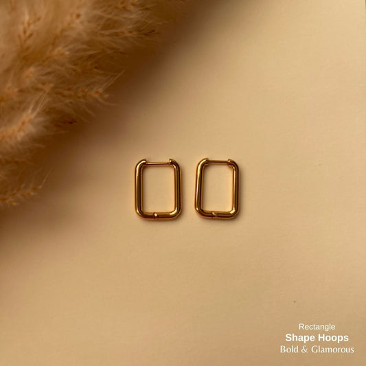 Shape Hoop Earring | Rectangle | Gold
