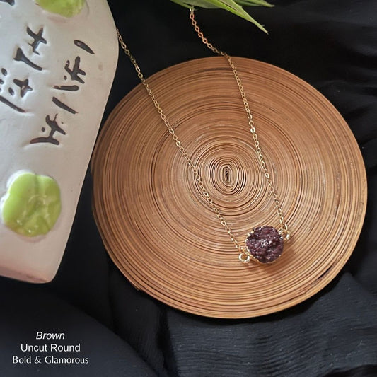 Uncut Round Pendant | UNCP01 | Brown
