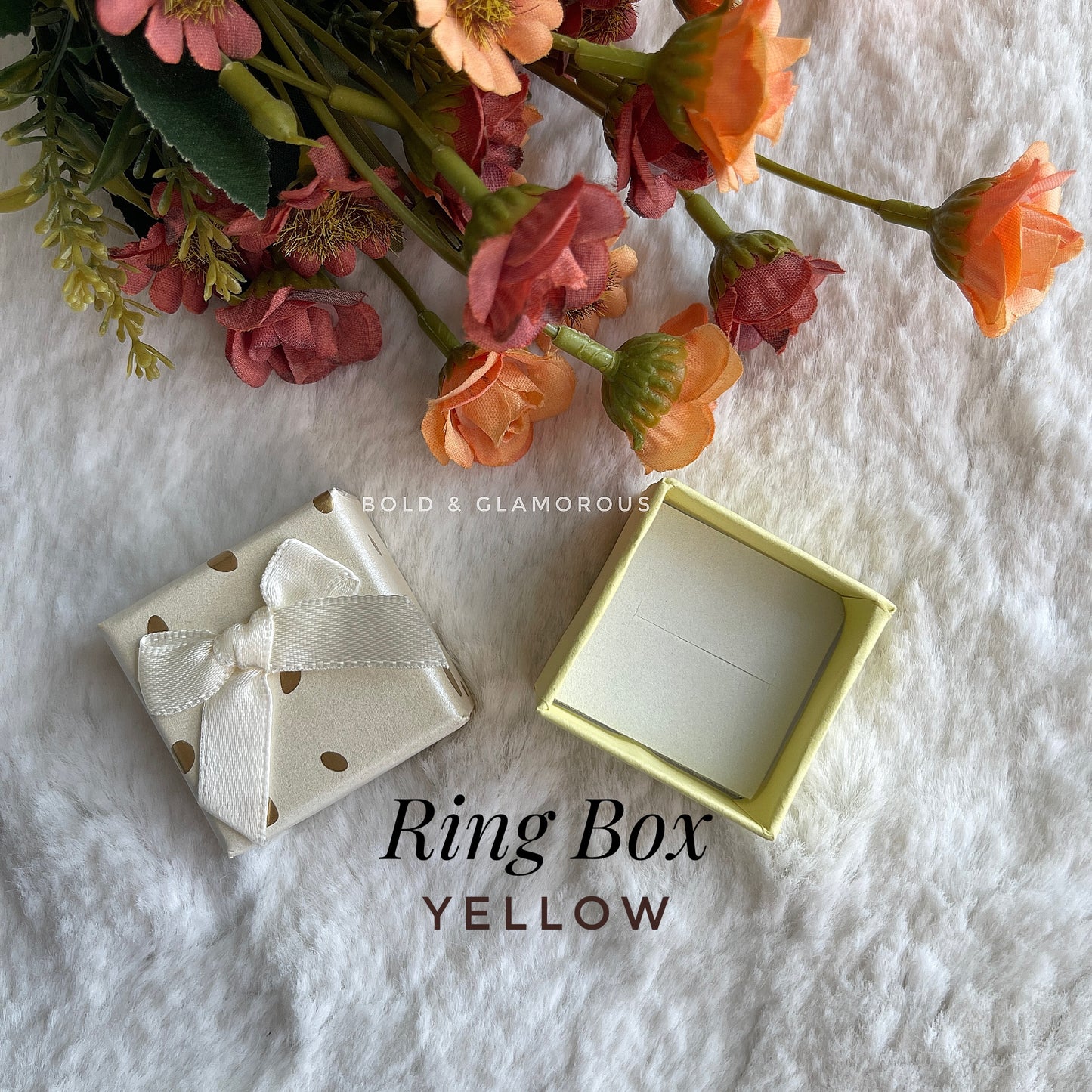Square Bow Ring Box | Yellow
