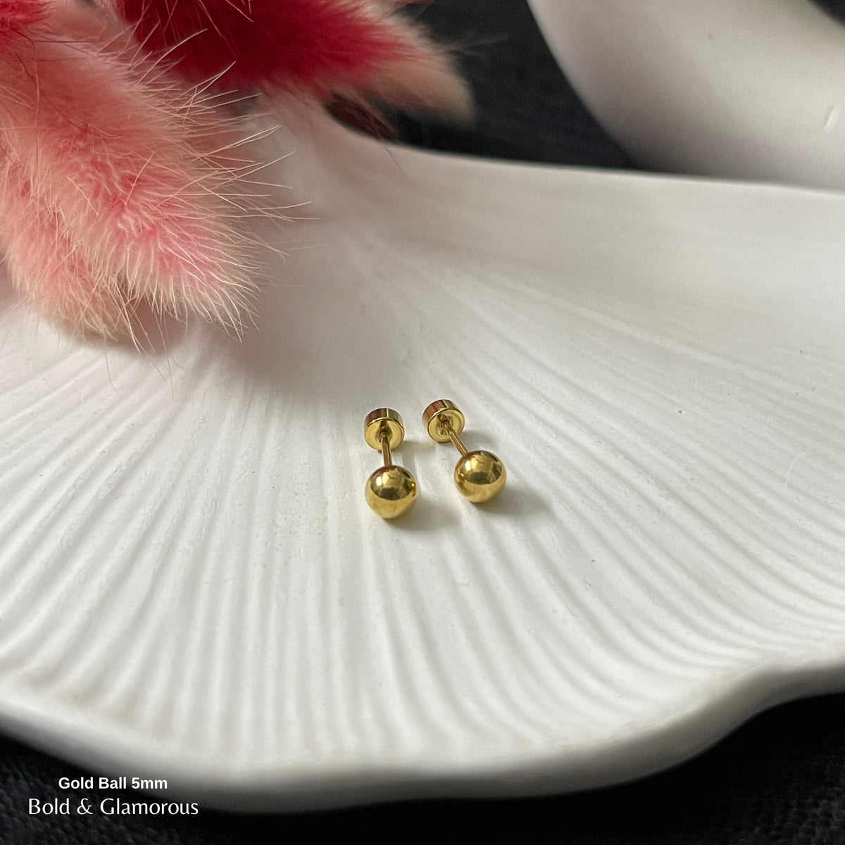 Screwback Stud Earring | Gold Ball - 5mm
