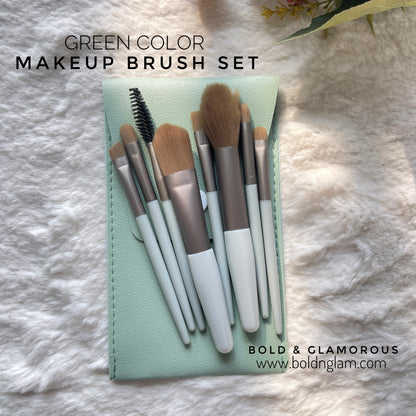 8-Piece Mini Makeup Brush Set | Green