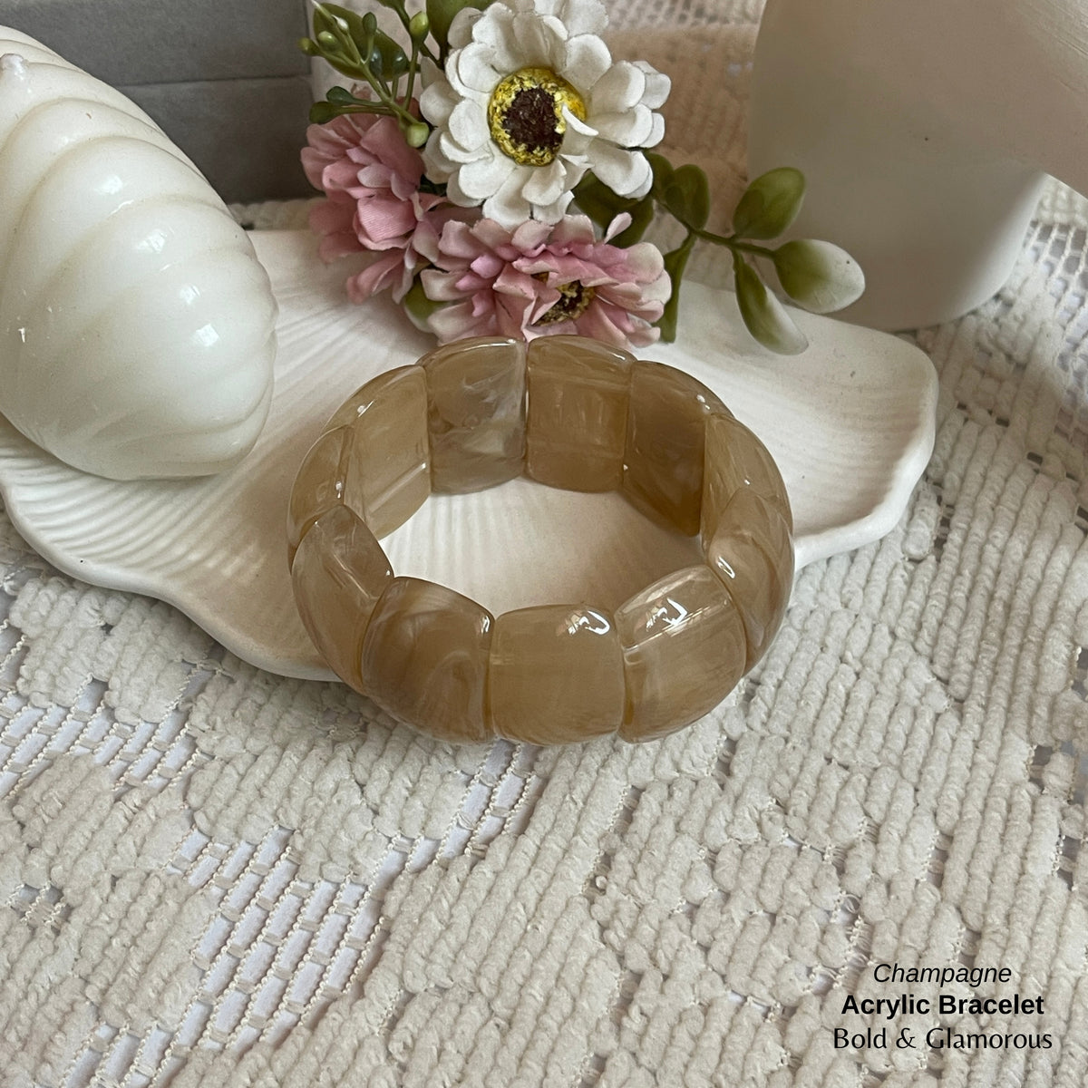 Acrylic Cuff Bracelet | ACB02 | Champagne