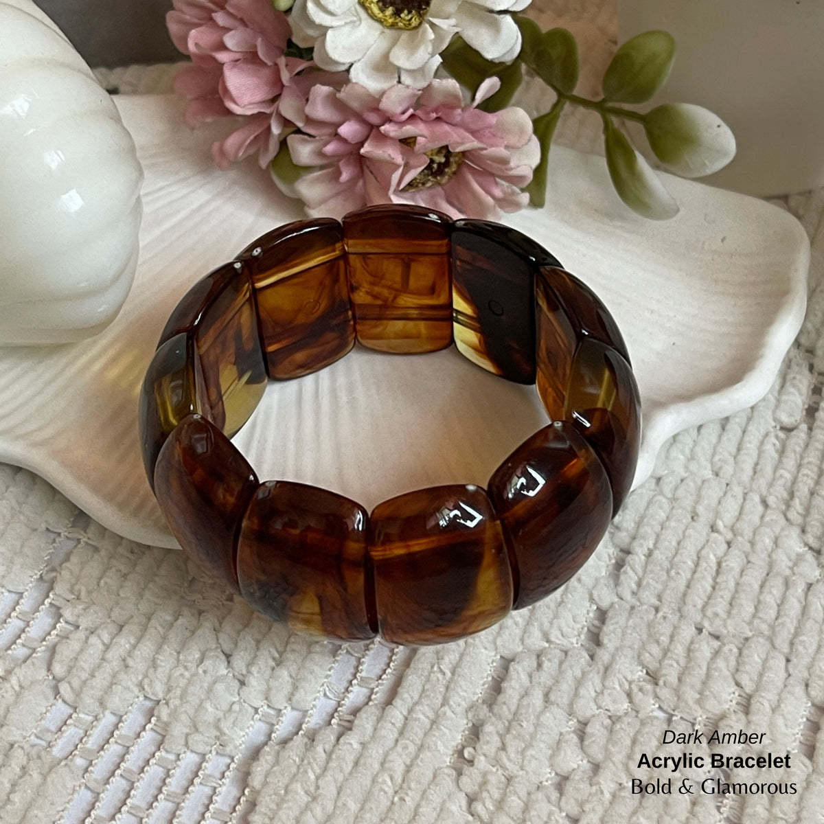 Acrylic Cuff Bracelet | ACB02 | Dark Amber