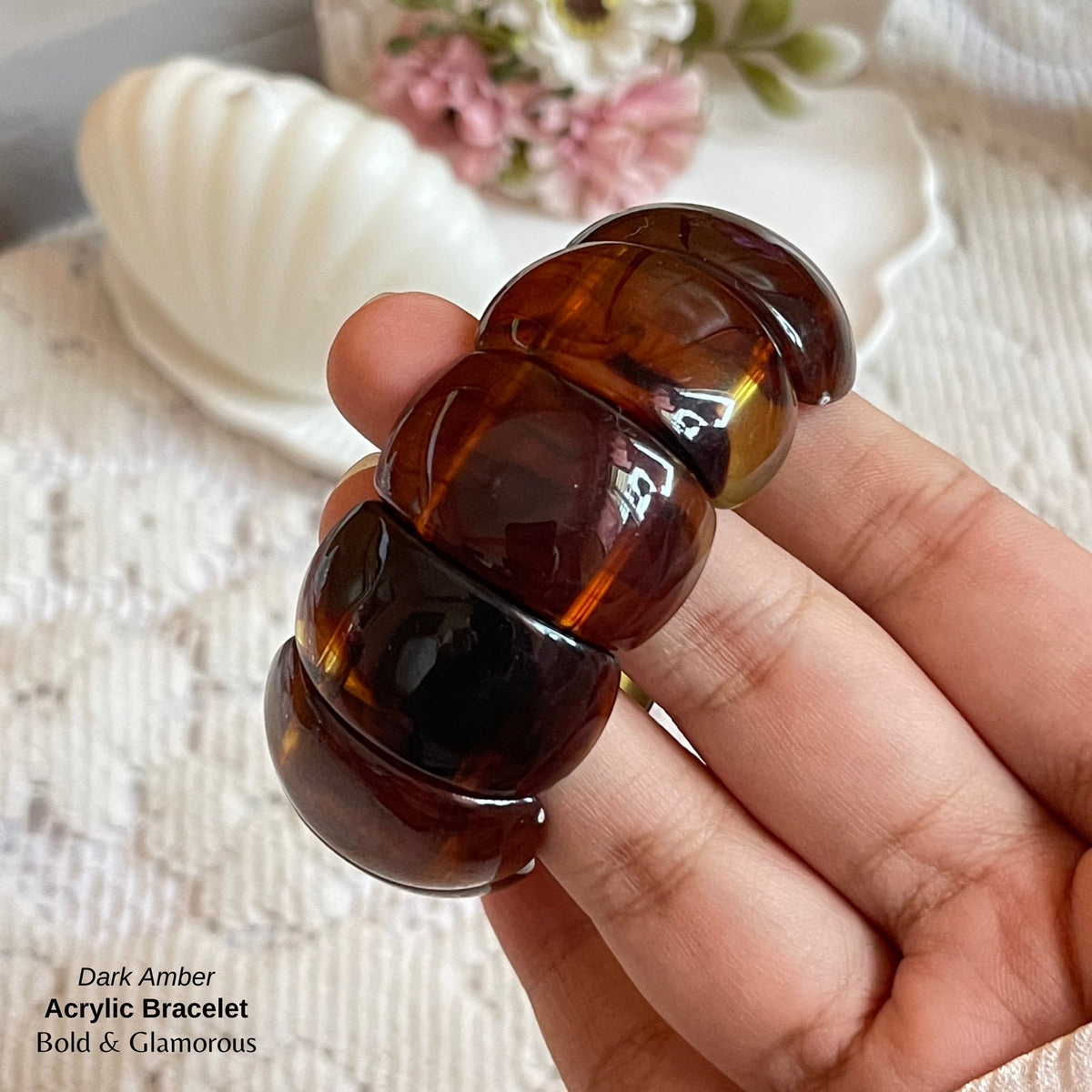 Acrylic Cuff Bracelet | ACB02 | Dark Amber
