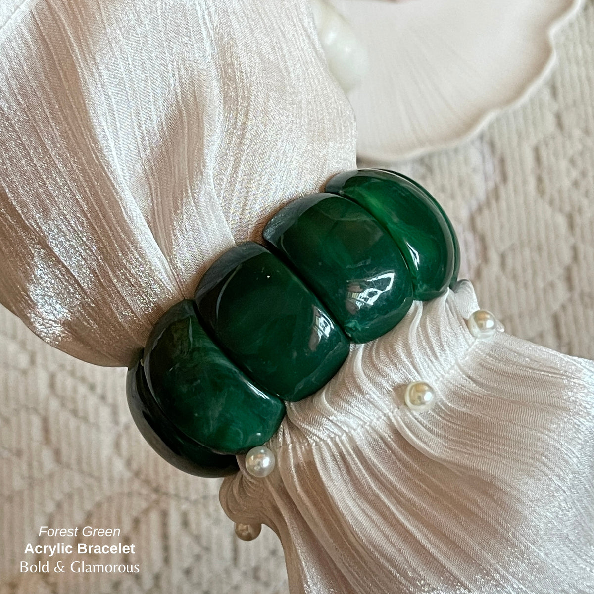 Acrylic Cuff Bracelet | ACB02 | Forest Green