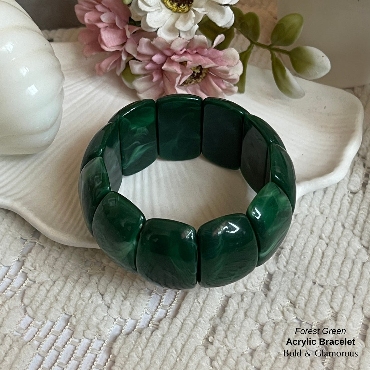 Acrylic Cuff Bracelet | ACB02 | Forest Green