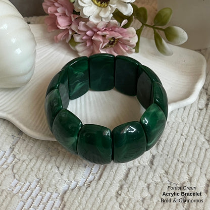 Acrylic Cuff Bracelet | ACB02 | Forest Green