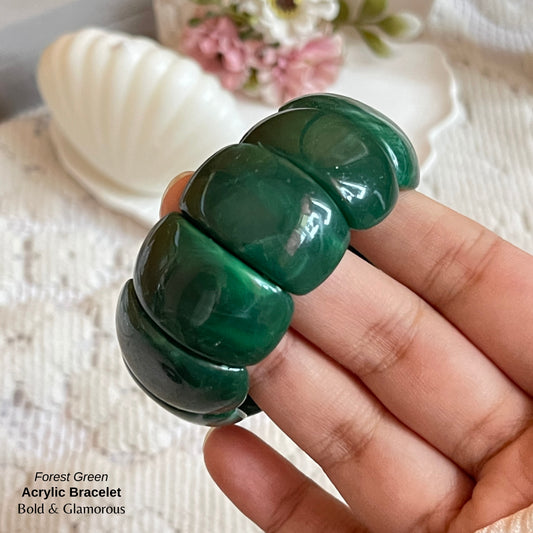 Acrylic Cuff Bracelet | ACB02 | Forest Green