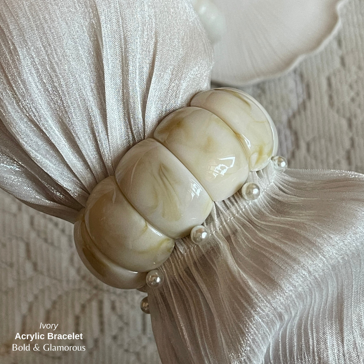 Acrylic Cuff Bracelet | ACB02 | Ivory
