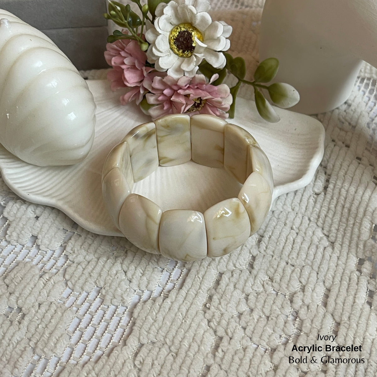 Acrylic Cuff Bracelet | ACB02 | Ivory