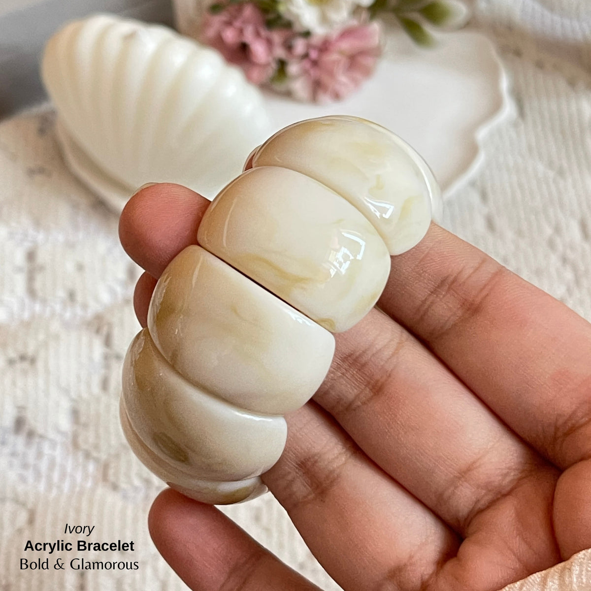 Acrylic Cuff Bracelet | ACB02 | Ivory