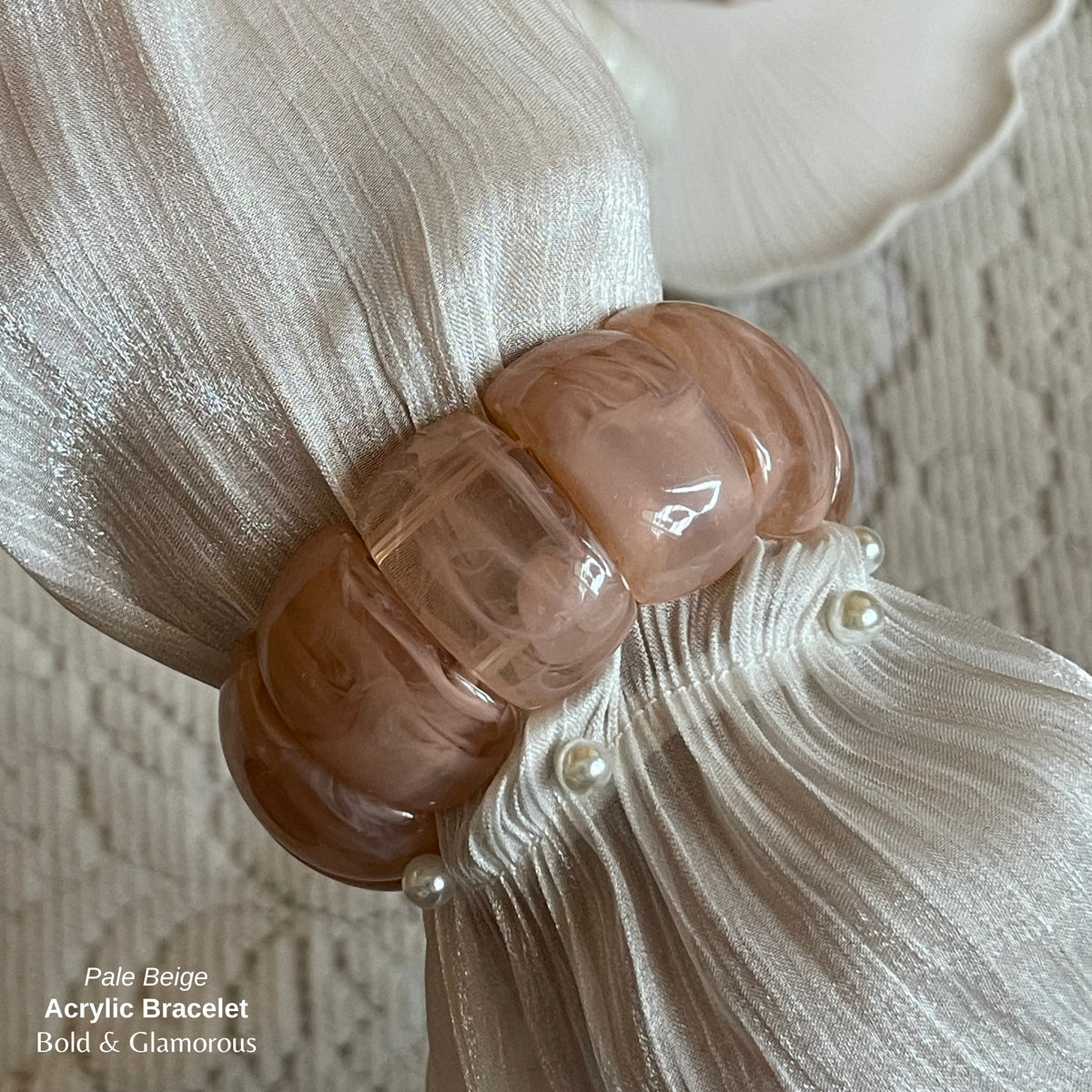 Acrylic Cuff Bracelet | ACB02 | Pale Beige
