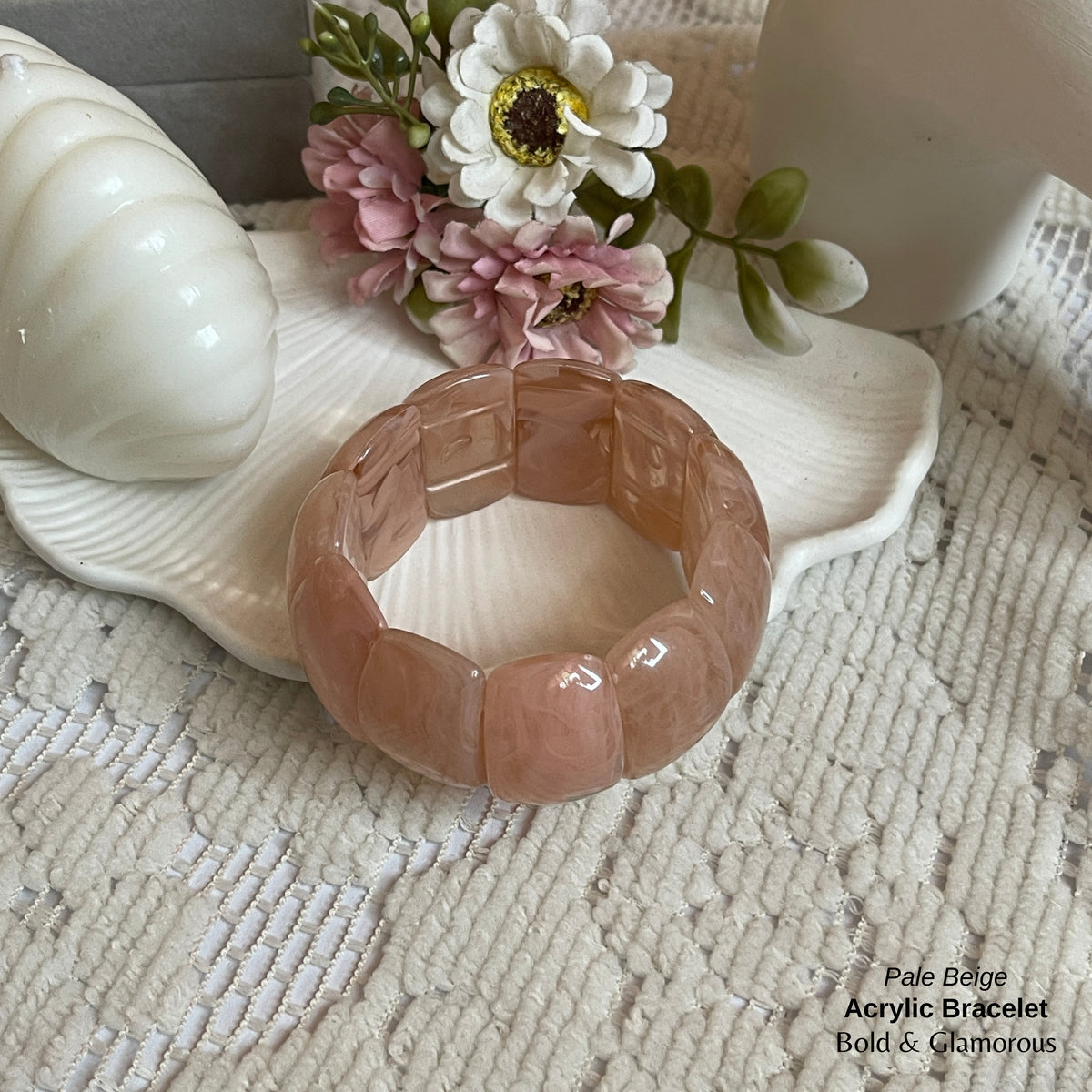 Acrylic Cuff Bracelet | ACB02 | Pale Beige