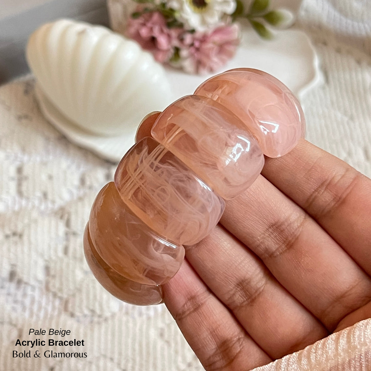Acrylic Cuff Bracelet | ACB02 | Pale Beige