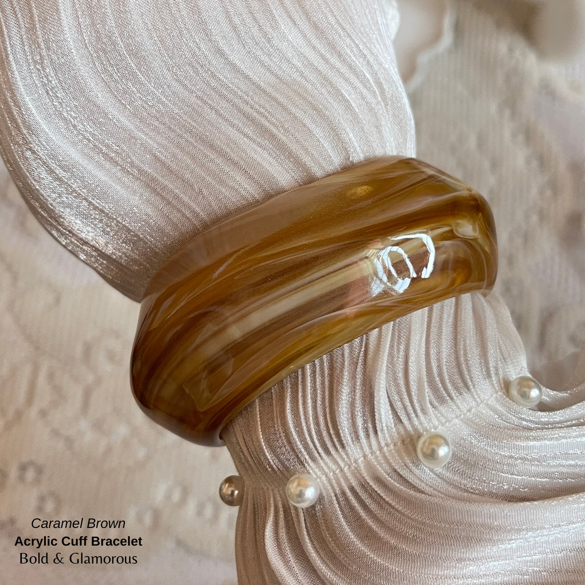Acrylic Cuff Bracelet | ACB01 | Caramel Brown