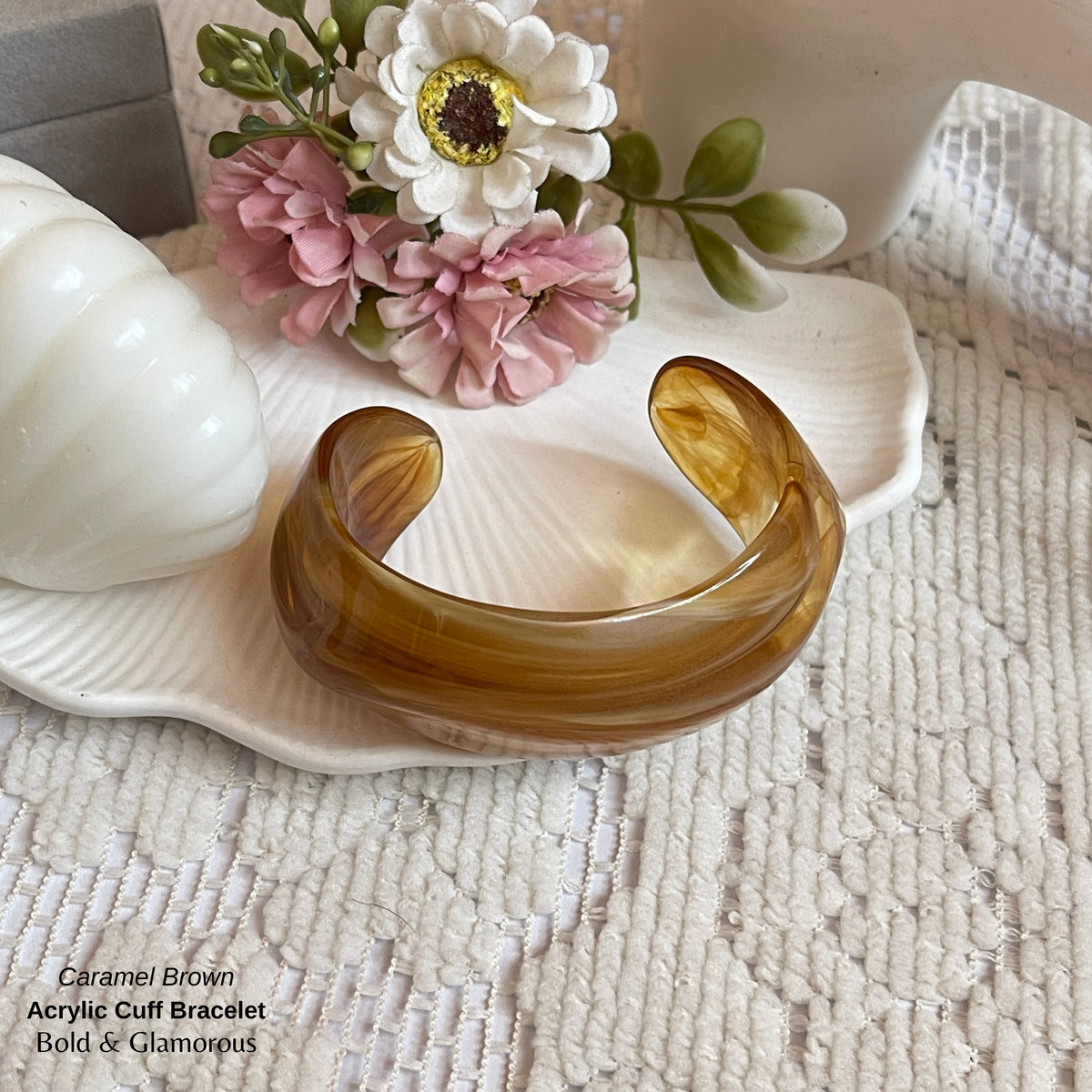 Acrylic Cuff Bracelet | ACB01 | Caramel Brown