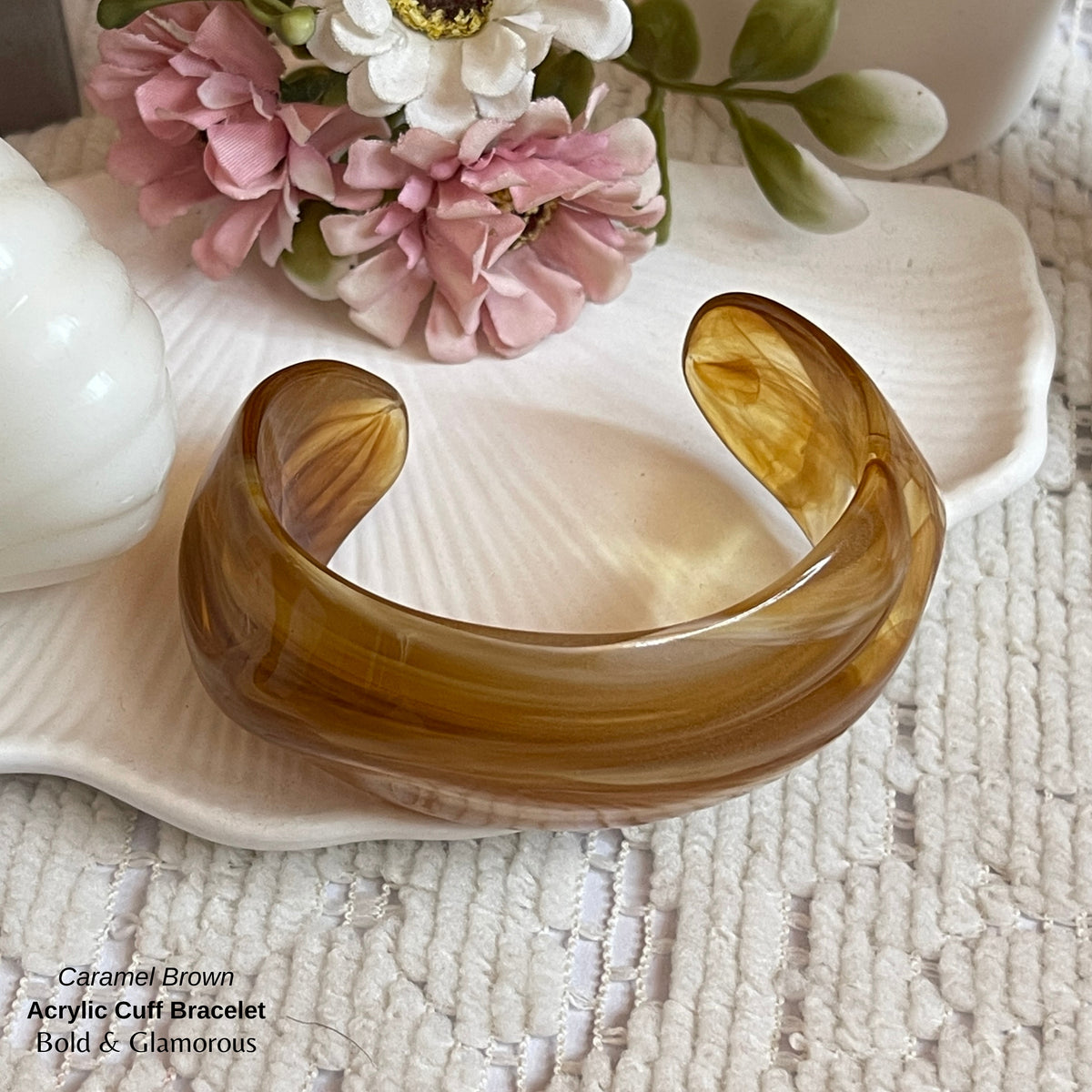 Acrylic Cuff Bracelet | ACB01 | Caramel Brown
