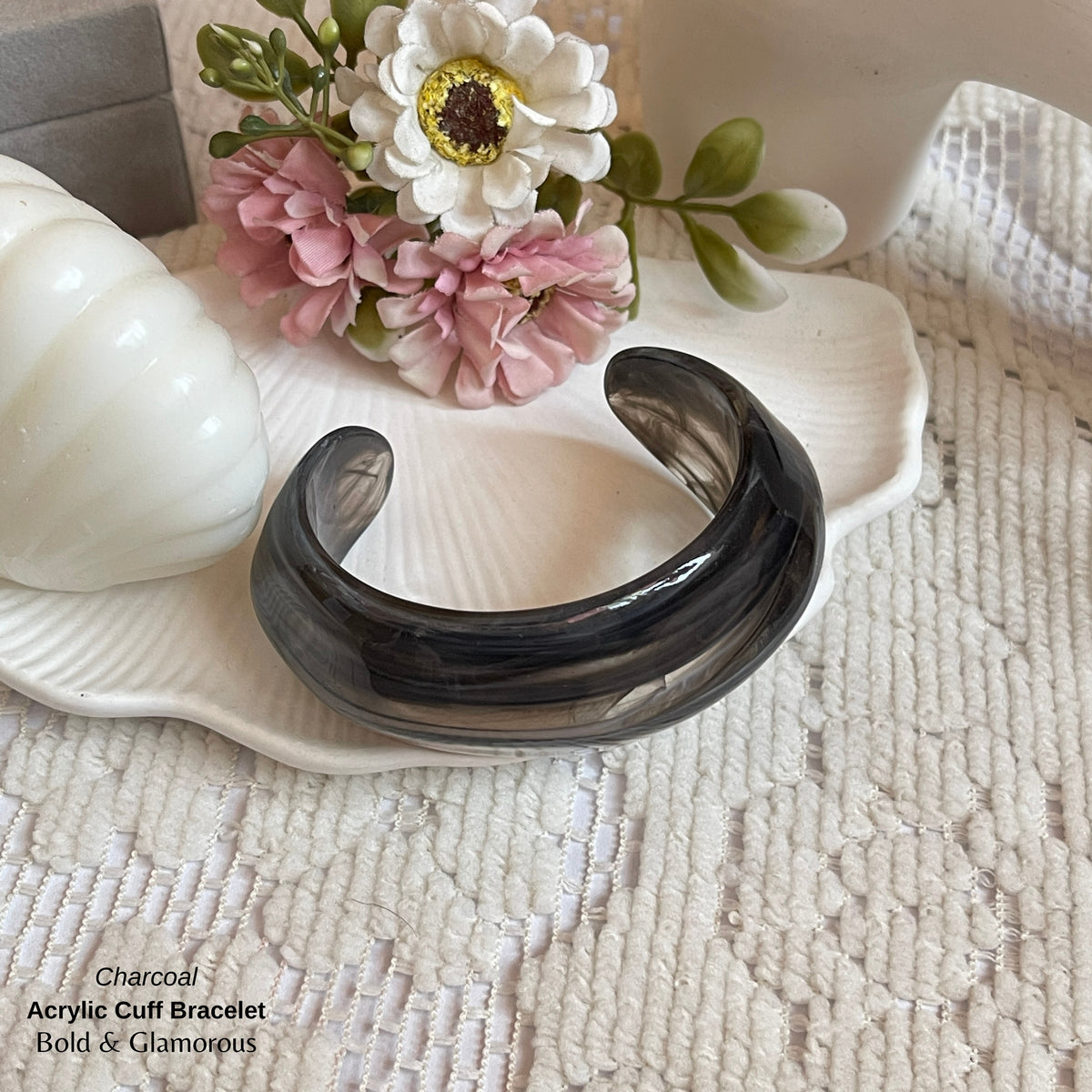 Acrylic Cuff Bracelet | ACB01 | Charcoal