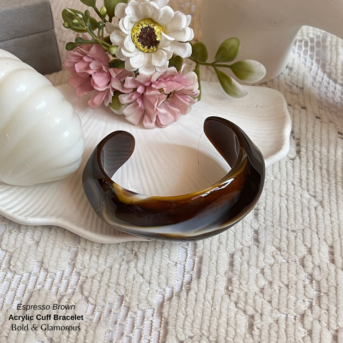 Acrylic Cuff Bracelet | ACB01 | Espresso Brown