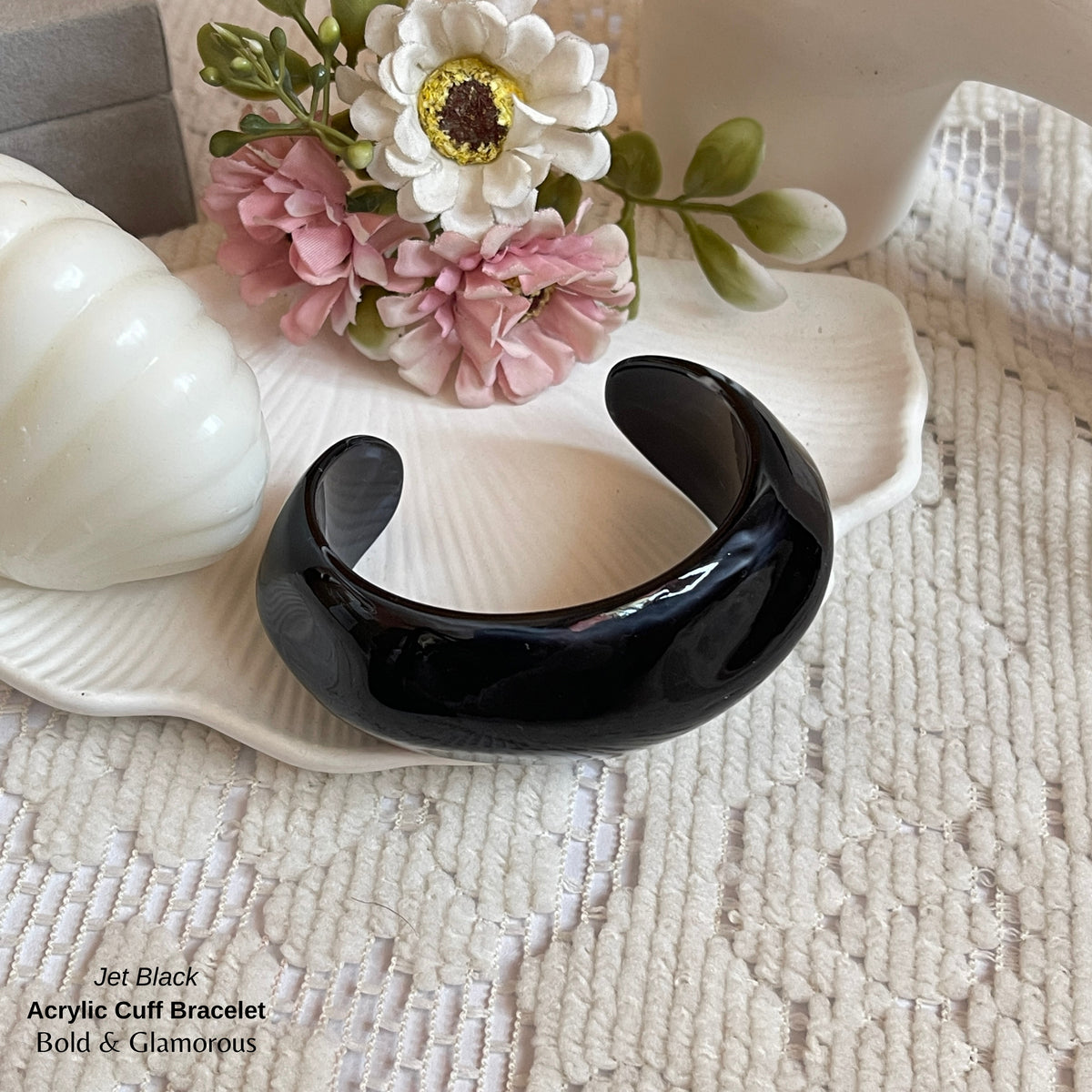 Acrylic Cuff Bracelet | ACB01 | Jet Black