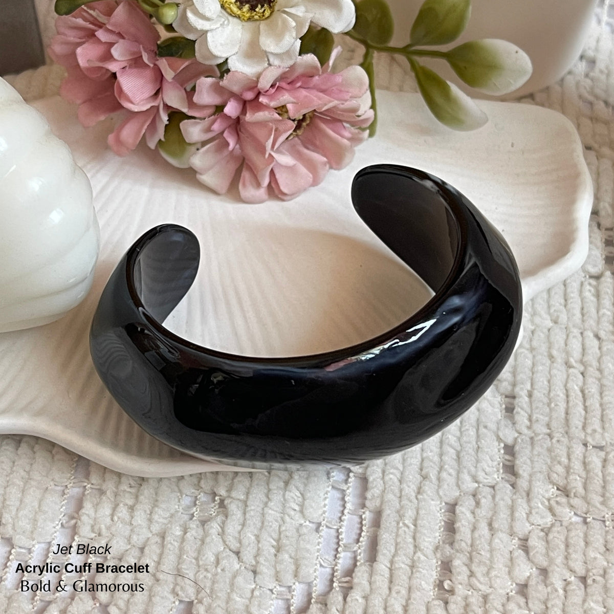 Acrylic Cuff Bracelet | ACB01 | Jet Black