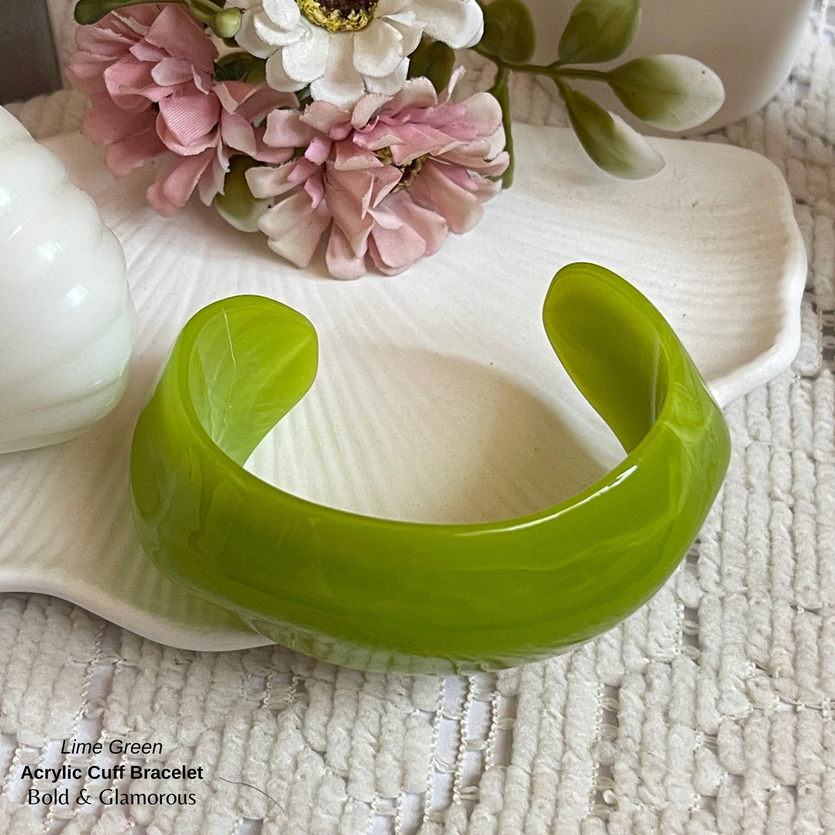 Acrylic Cuff Bracelet | ACB01 | Lime Green