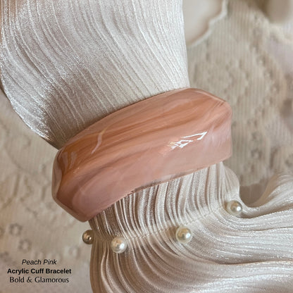 Acrylic Cuff Bracelet | ACB01 | Peach Pink