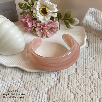 Acrylic Cuff Bracelet | ACB01 | Peach Pink