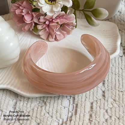 Acrylic Cuff Bracelet | ACB01 | Peach Pink