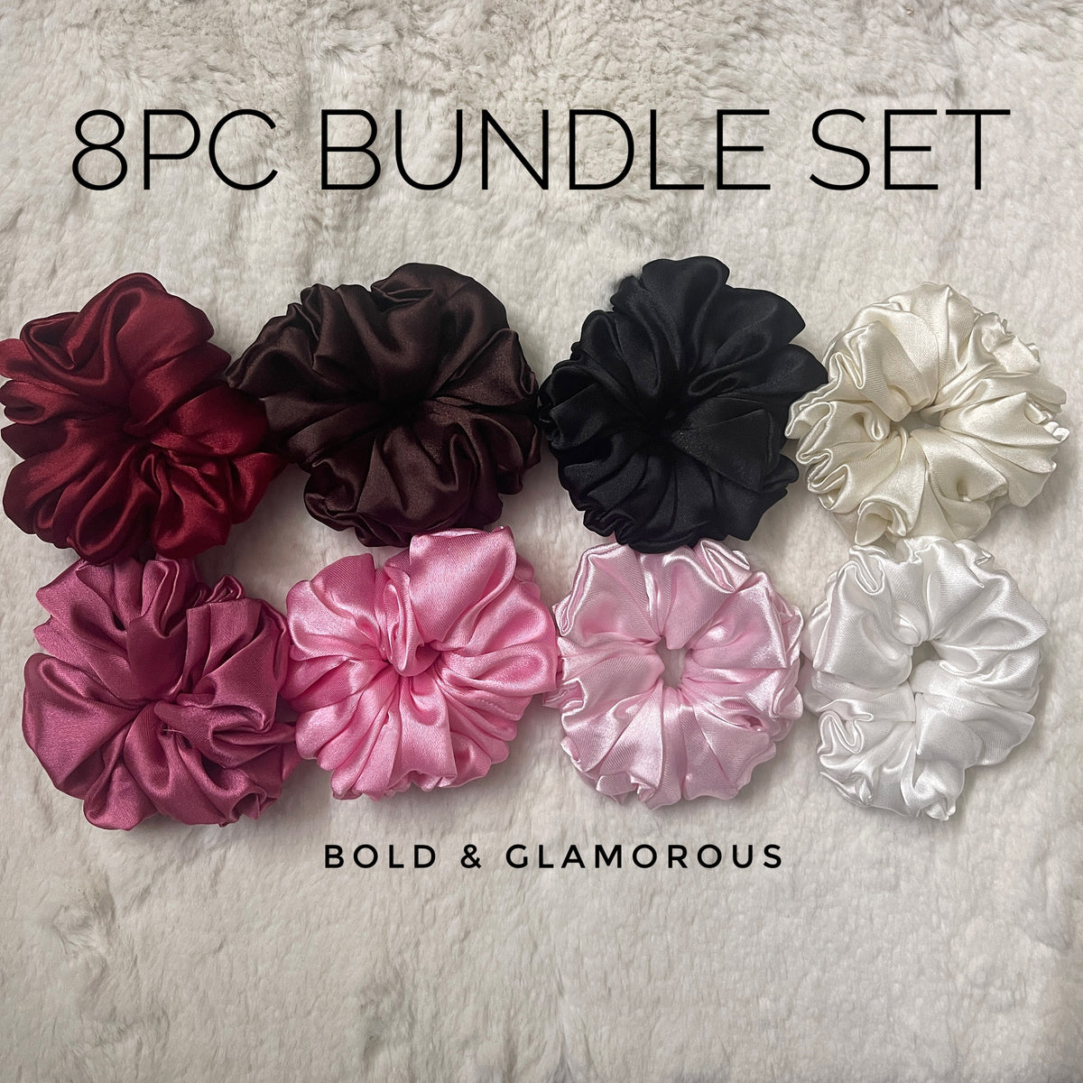8PC Japanese Silk Scrunchies Bundle