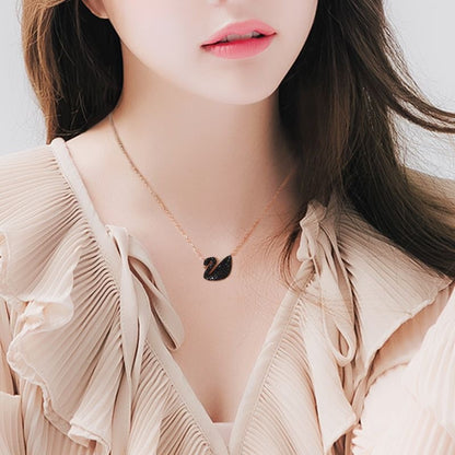 Necklace | SN165 | Black Swan | Rose Gold