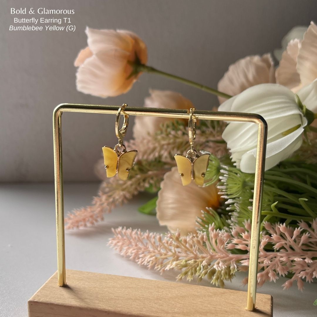 Butterfly Earrings | Type 1 | BPTE1 | Bumblebee Yellow Gold