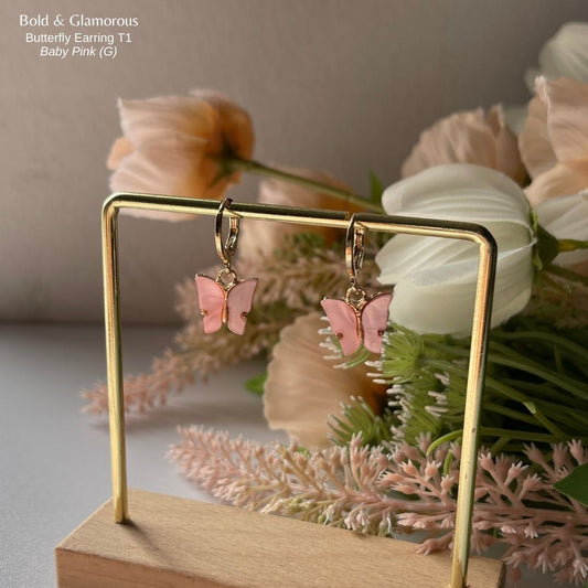 Butterfly Earrings | Type 1 | BPTE1 | Baby Pink Gold