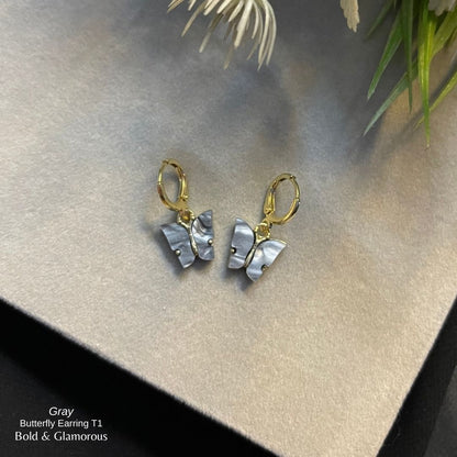 Butterfly Earrings | Type 1 | BPTE1 | Gray