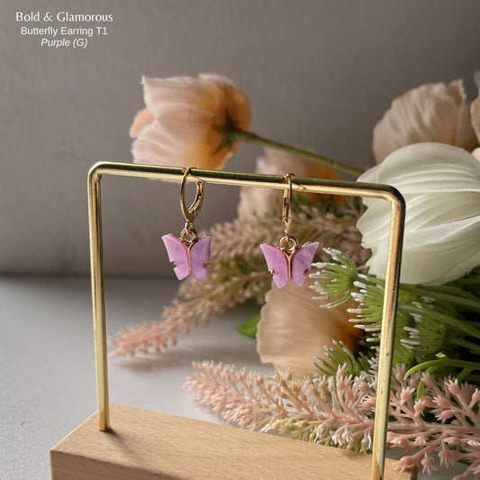 Butterfly Earrings | Type 1 | BPTE1 | Purple Gold