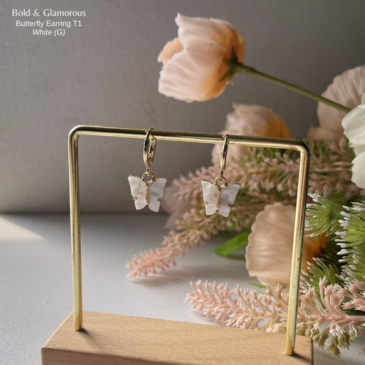 Butterfly Earrings | Type 1 | BPTE1 | White Gold
