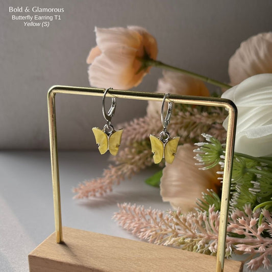 Butterfly Earrings | Type 1 | BPTE1 | Yellow Silver
